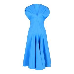 Ferragamo Cotton Poplin Midi Dress Blue Womens